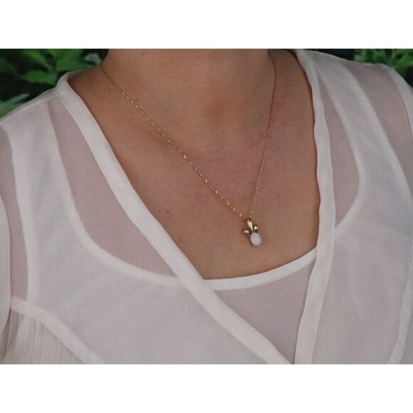 Pendant Only 10k Yellow Gold Natural Opal Pendant 3/4" x 5/8" - Picture 4 of 7